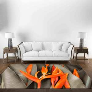 Tapis imprimé feuilles d'oranger - Design floral botanique moderne, tapis doux non tissé - Product Image 3