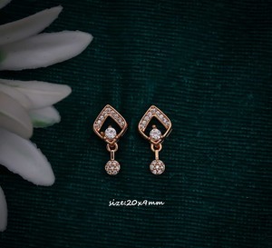 Elegant Trendy Gold Plated Geometric <b>Tops</b> <b>Earrings</b> Stylish Zircon Channel Set Stud Jewelry Stainless Steel - Product Image 1