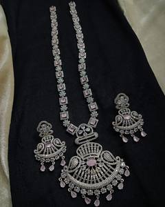 TRADITIONAL AMERICAN PENDENT American DIAMOND PENDENT <b>SET</b> & SILVER PLATED CLASSIC PENDENT <b>SET</b> for WOMEN & <b>GIRL</b> ANDJEWELLERY <b>SET</b> - Product Image 1