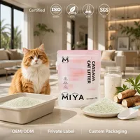 Litière pour chat 100% amidon de manioc, faible teneur en poussière, agglomération rapide en 5 secondes, biodégradable, contrôle des odeurs, haute absorption, anti-adhésive, utilisation OEM/ODM
