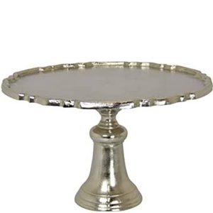 Magnifique support à gâteau en métal finition dorée avec plateau en marbre blanc de forme arrondie pour une utilisation multifonctionnelle - Product Image 5