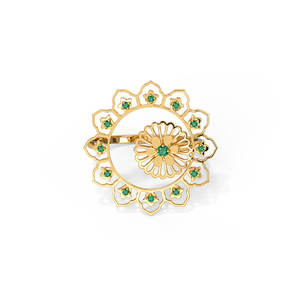 Anillo de compromiso y aniversario para mujer, chapado en oro rosa con diamantes recortados Mishka - Product Image 1