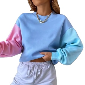 Venta caliente Terry Anti-Shrink Sudadera Mujer Oversized Drop Shoulder Crewneck Color Block Sudadera 2025 - Product Image 4