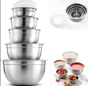 Vente chaude 304 Bol à mélanger pour salade et fruits en acier inoxydable Design rond pour restaurant et cuisine - Product Image 1