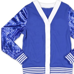 Blue Sorority Women's White Contrast Breathable Knitted V Neck <b>Cardigan</b> <b>Long</b> Sleeve Vintage Style Embroidery <b>Pockets</b> Full Length - Product Image 4