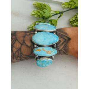 Paul Livingston Royston Turquoise <b>Cuff</b> <b>Bracelet</b> Elegant Sterling <b>Silver</b> Fashion Accessory - Product Image 2