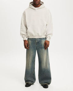 High Quality 100% Cotton Pullover 400gsm <b>Oversized</b> <b>Hoodie</b> Custom Logo Embroidered Unisex Eco-Friendly Heavyweight Sweatshirt - Product Image 2