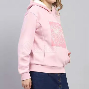 เสื้อฮู้ดดี้ผู้หญิงถักนิตติ้งลายพิมพ์ตามสั่งสำหรับฤดูหนาวปี 2025 สีพื้น เป็นมิตรกับสิ่งแวดล้อม ผ้าฝ้าย 100% โลโก้ด้านหน้า สวมใส่สบายๆ - Product Image 5