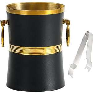 Metal Black And Gold Ice <b>Bucket</b> With Tong Soft <b>Drinks</b> Cooled Storage Basket Indoor Parties Ice Cube Cane Chiller for Home - Product Image 1