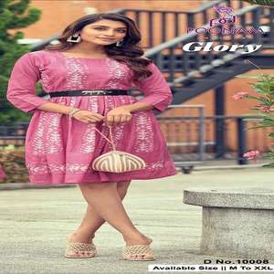 Beautiful Occasional Wear Attractive Pure Soft Viscose Short Frock and Belt With Printed and <b>Corset</b> Work Manufacture From India - Product Image 1