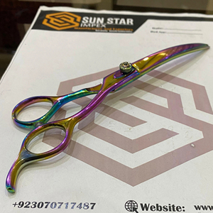 Tijeras curvas de 8 "Rainbow Dog Grooming, salón profesional de alta calidad, acero inoxidable - Product Image 6