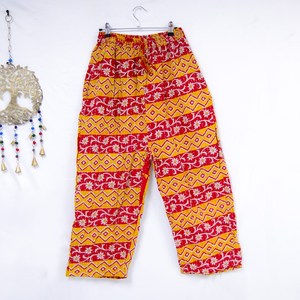 Pantalones Casuales de Algodón Estampado Indio para Mujer, Corte Regular, Cintura Elástica Alta, Antiarrugas y de Secado Rápido - Product Image 2