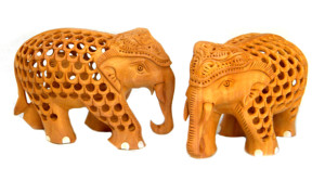 Estatua de elefante de madera Natural para el hogar, tallado de calidad fina, tronco recortado, Juego de 4 piezas talladas - Product Image 2