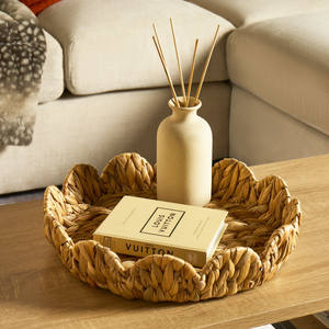 Handwoven Water Hyacinth <b>Basket</b> <b>Tray</b> Natural Round Decorative Plate for Serving or Display - Product Image 5