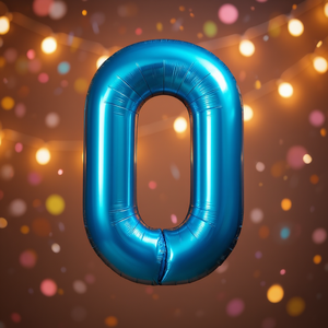 Ballon de fête en forme de chiffre bleu 100 cm, numéro 0, décorations de fête - Product Image 3