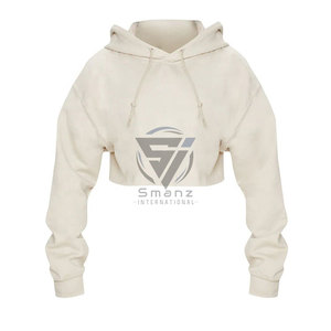Women's Street Wear Leisure <b>Zip</b>-<b>Up</b> <b>Cropped</b> Hoodie 100% Cotton Fleece Eco-Friendly Breathable 280/380 Grams Drop Shoulder - Product Image 3