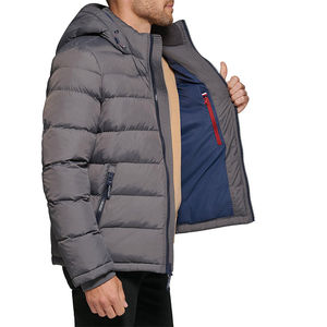 Chaquetas acolchadas ligeras personalizadas para hombre, abrigos de invierno transpirables con capucha para días fríos y efecto burbuja - Product Image 1