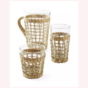 Wild Harmony Handcrafted Seagrass & Rattan Jug Base with Animal Designs A Luxurious Boho Accent for Hosting - Product Image 6