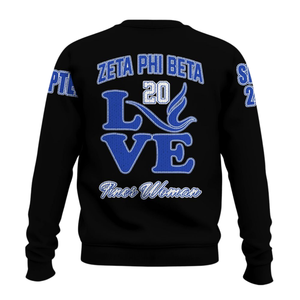 Zeta Phi Beta 1920 ZPhiB Sorority Knit Sweater Azul Blanco Vida griega Chenille Letters Divine Nine Sisterhood Sweater - Product Image 2
