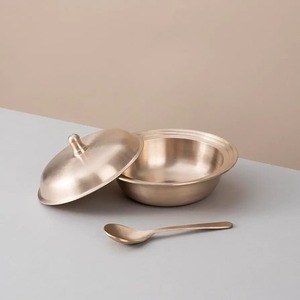 ชามเสิร์ฟพร้อมช้อนชุด2ชิ้นทำจากโลหะบรอนซ์ทำมือมีประโยชน์แบบอายุรเวทสำหรับเสิร์ฟ - Product Image 3