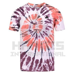 T-shirt à manches courtes personnalisé 275gsm 100% coton délavé au soleil High Street Retro Tie Dye surdimensionné Vintage Washed T-shirt lourd unisexe - Product Image 2