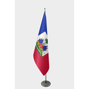Custom Digital-Printed Silk Indoor <b>Flag</b> with Aluminum <b>Pole</b>-Haitian Style Pennant <b>for</b> Display - Product Image 1