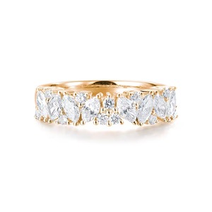 Bague en diamant de laboratoire certifié, élégante et étincelante, fabriquée à la main, or massif 14 carats, F-SI1, sertissage pavé, produit authentique - Product Image 1