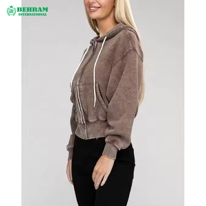 Sweat à capuche unisexe personnalisé avec fermeture éclair, OEM, manches longues, 100% coton molletonné, French Terry, respirant, séchage rapide, tailles américaines pour l'hiver - Product Image 5