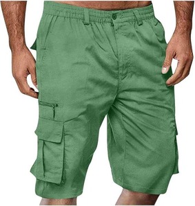 Pantalones cortos de sarga informales para hombre, pantalones cortos de algodón con cordón clásico, elásticos, cintura elástica, ajuste relajado, pantalones cortos de trabajo de verano - Product Image 4