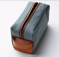 Trousse de Toilette de Voyage en Cuir et Toile pour Homme avec Compartiment à Bijoux et Rangement pour Ustensiles de Cuisine, Conception Pliable