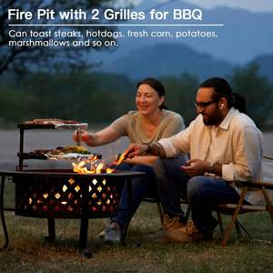 Brasero de 36 pouces avec 2 grilles, montage facile pour les fêtes de barbecue en plein air, un choix pour la décoration de maison de luxe et la décoration de Noël - Product Image 6