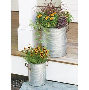 Most Selling Round Shape Iron Galvanized Flower <b>Planter</b> With Handle for Indoor <b>Outdoor</b> Garden Decorative <b>Planter</b> - Product Image 5
