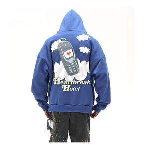 Custom High Quality Heavyweight 100% Cotton Men's <b>Hoodie</b> Streetwear <b>Black</b> Puff Printing Winter Embroidered <b>Hoodie</b> - Product Image 6