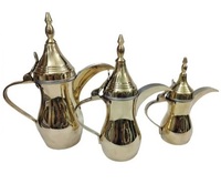 Juego de tetera y cafetera árabe chapada en oro de diseño de lujo de 3 herramientas de café de alta calidad tetera artesanal tradicional a granel