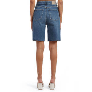 Shorts en jean pour femmes, coupe slim, style décontracté, uni, teinture unie, séchage rapide et extensible - Product Image 2