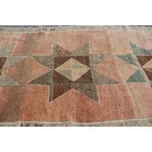 Turkish 3.5x11.9 ft Rug, <b>Runner</b> Vintage Rug, Brown <b>Green</b> Ikat Wool Rug - Product Image 4