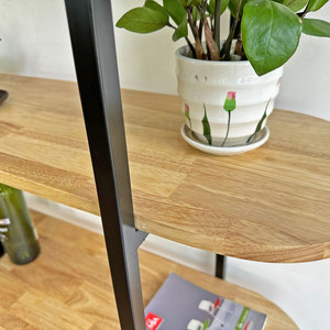 Étagère décorative ovale 100x30x130cm en bois d'hévéa pour salon KTB68132 - Product Image 6