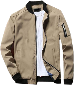 . Blouson aviateur léger pour hommes fermeture à glissière en tissu respirant adapté aux voyages et aux sorties de week-end - Product Image 6