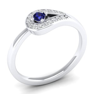 REYES Bagues de fiançailles en moissanite en or 14 carats Bagues de mariage minimalistes en saphir bleu fin pour femmes à prix de gros - Product Image 2