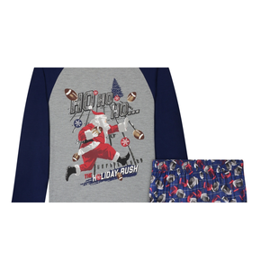 Set Pigiama Max & Olivia per Ragazzi, Maglietta e Pantaloni Lunghi Grigio Medio con Calzini, Morbido Stampa Cartoon Invernale - Product Image 2