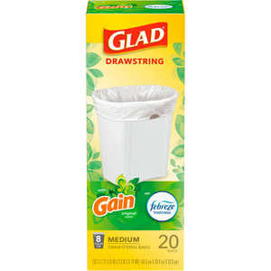 Sacs poubelle biodégradables en plastique épais Glad avec cordon de serrage, grande taille, parfumés pour la fraîcheur >100 sacs - Product Image 2