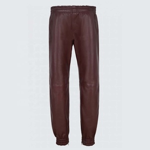 Pantalones de Hombre de Cuero Genuino Marrón Oscuro, Pantalones Deportivos de Piel de Cordero con Cordón Ajustable, Impermeables y Resistentes al Viento para Invierno - Product Image 6