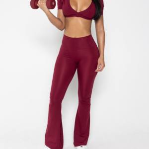 Leggings en V évasés pour femmes Pantalon de yoga Logo personnalisé Taille haute Fitness Pilates Activewear Casual Gym Wear OEM ODM Fournisseur Vente en gros - Product Image 2