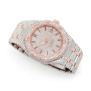 Gems Iced Out Moissanite Quartz <b>Watch</b> with Glass Dial Stainless Steel Band-Fashion Luxury Design - Product Image 1