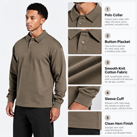 Chemises polo pour hommes FNJIA, manches longues, coton tricoté, col rabattu, décontractées, amples, pull-over, fabricant