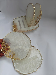 Dessous de verre personnalisés en résine fabriqués à la main pour la maison et le bureau Sous-verres en pierre de forme irrégulière d'Inde - Product Image 4