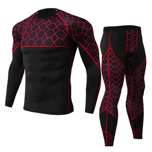 Combinaisons de compression pour hommes les plus vendues, grandes tailles, légères, respirantes, en tissu 100% polyester, ensembles de yoga, de gym et de fitness, pantalons - Product Image 1