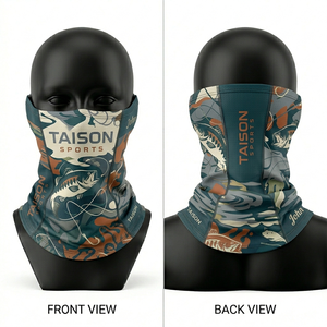 Women Fishing Neck Gaiter 180 GSM Polyester Spandex Breathable Microfiber Teal Orange Panel Design Sublimation Custom Logo - Product Image 3