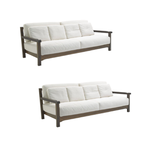 Canapé modulable en cuir et tissu au design moderne, ensemble de canapés pour le salon avec pied en bois, mobilier pour le salon directement en usine - Product Image 1