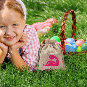Personalized Large Capacity Rabbit-Eared Dinosaur <b>Drawstring</b> Gift Bag Cute Cartoon Easter Hunting Party Favors for Boys Girls - Product Image 6